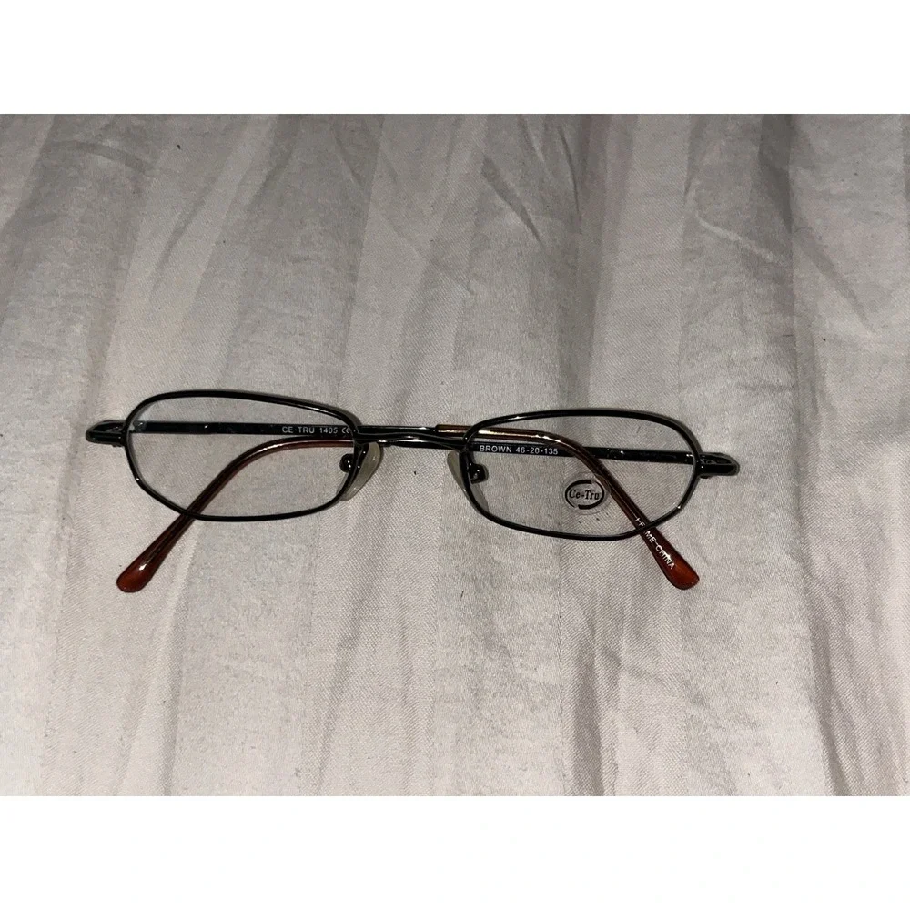 CE-TRU 1405 Brown Oval New Rare 46-20-135 Metal Full Rim Eyeglasses Frame
